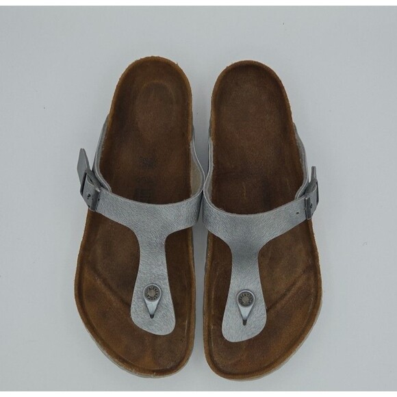 Birkenstock Gizeh Women EU 42 US SZ 11-11.5 Flip Flop Sandals Silver Thong Shoes - Picture 5 of 9